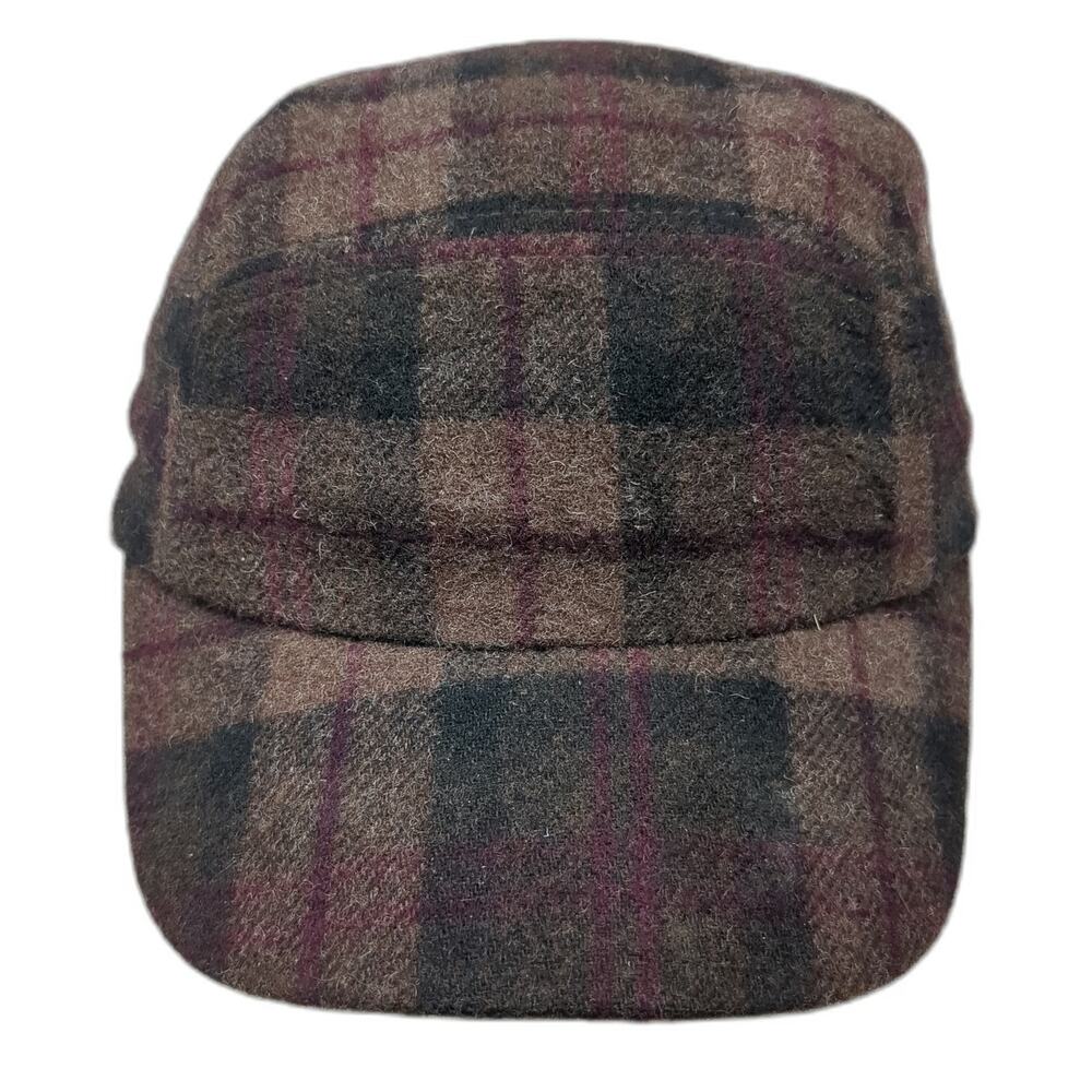 Banana Republic 5 Panel Brown S/M Fitted Plaid Wool Sherpa Lined Hat